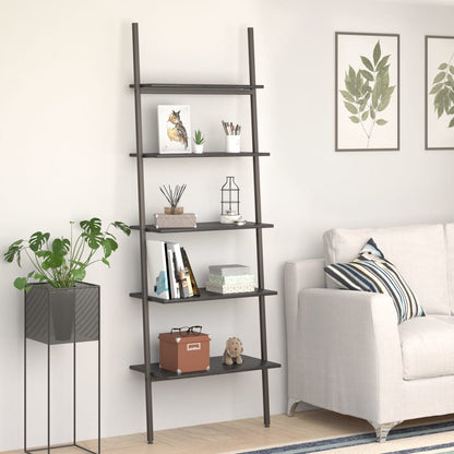 5-Tier Leaning Shelf Black 64x34x185.5 cm