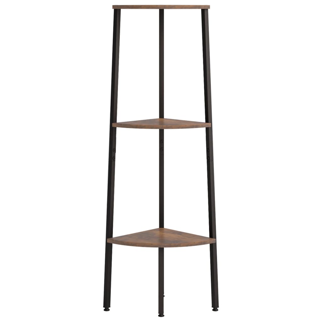 3-Tier Corner Shelf Dark Brown and Black 45.5x31.5x120 cm