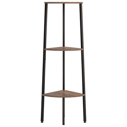 3-Tier Corner Shelf Dark Brown and Black 45.5x31.5x120 cm