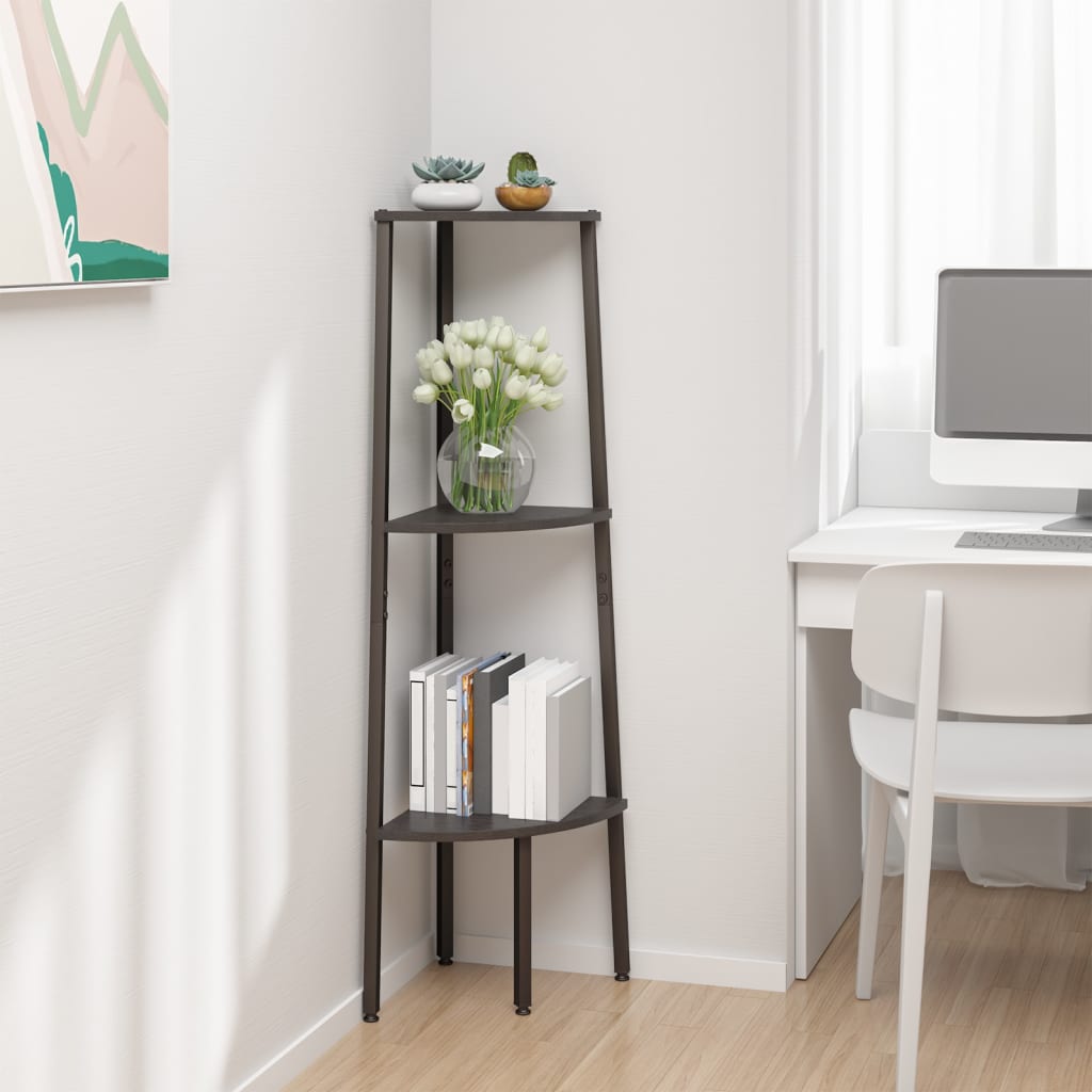 3-Tier Corner Shelf Black 45.5x31.5x120 cm