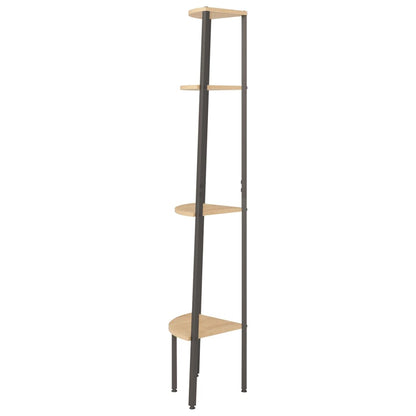 4-Tier Corner Shelf Light Brown and Black 45.5x31.5x150 cm