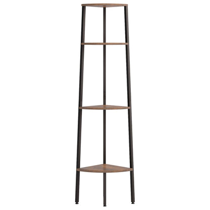 4-Tier Corner Shelf Dark Brown and Black 45.5x31.5x150 cm