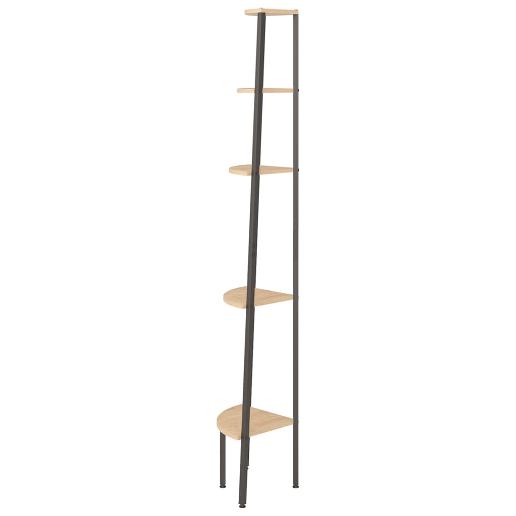 5-Tier Corner Shelf Light Brown and Black 45.5x31.5x180 cm