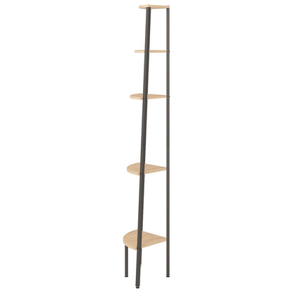 5-Tier Corner Shelf Light Brown and Black 45.5x31.5x180 cm