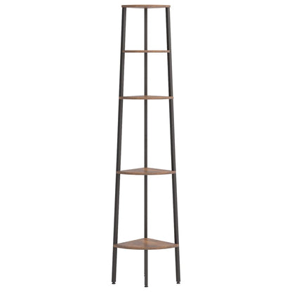 5-Tier Corner Shelf Dark Brown and Black 45.5x31.5x180 cm