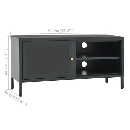 TV Cabinet Anthracite 90x30x44 cm Steel and Glass