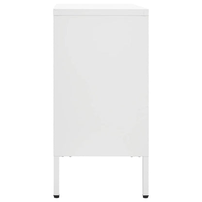 Sideboard White 105x35x70 cm Steel and Tempered Glass