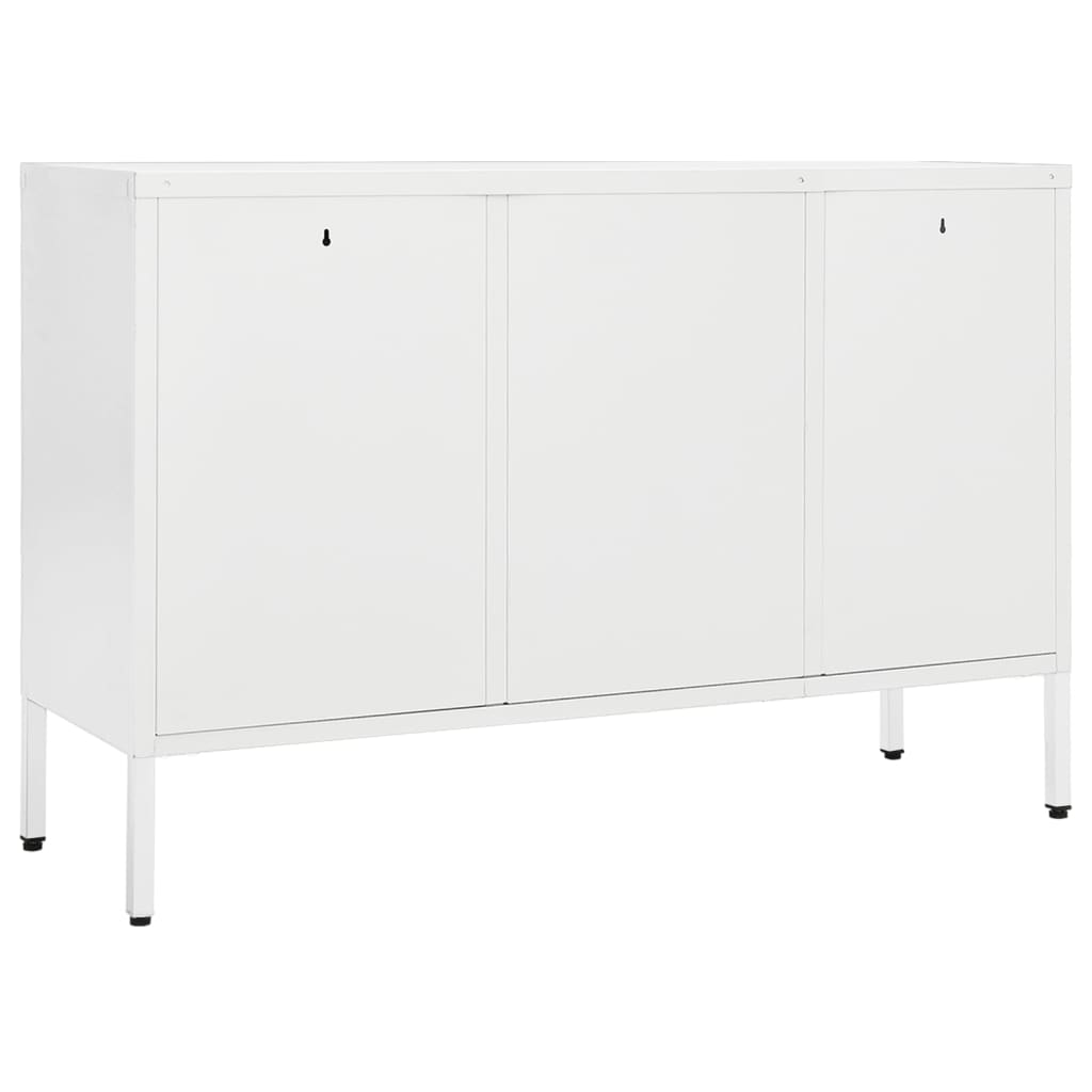 Sideboard White 105x35x70 cm Steel and Tempered Glass