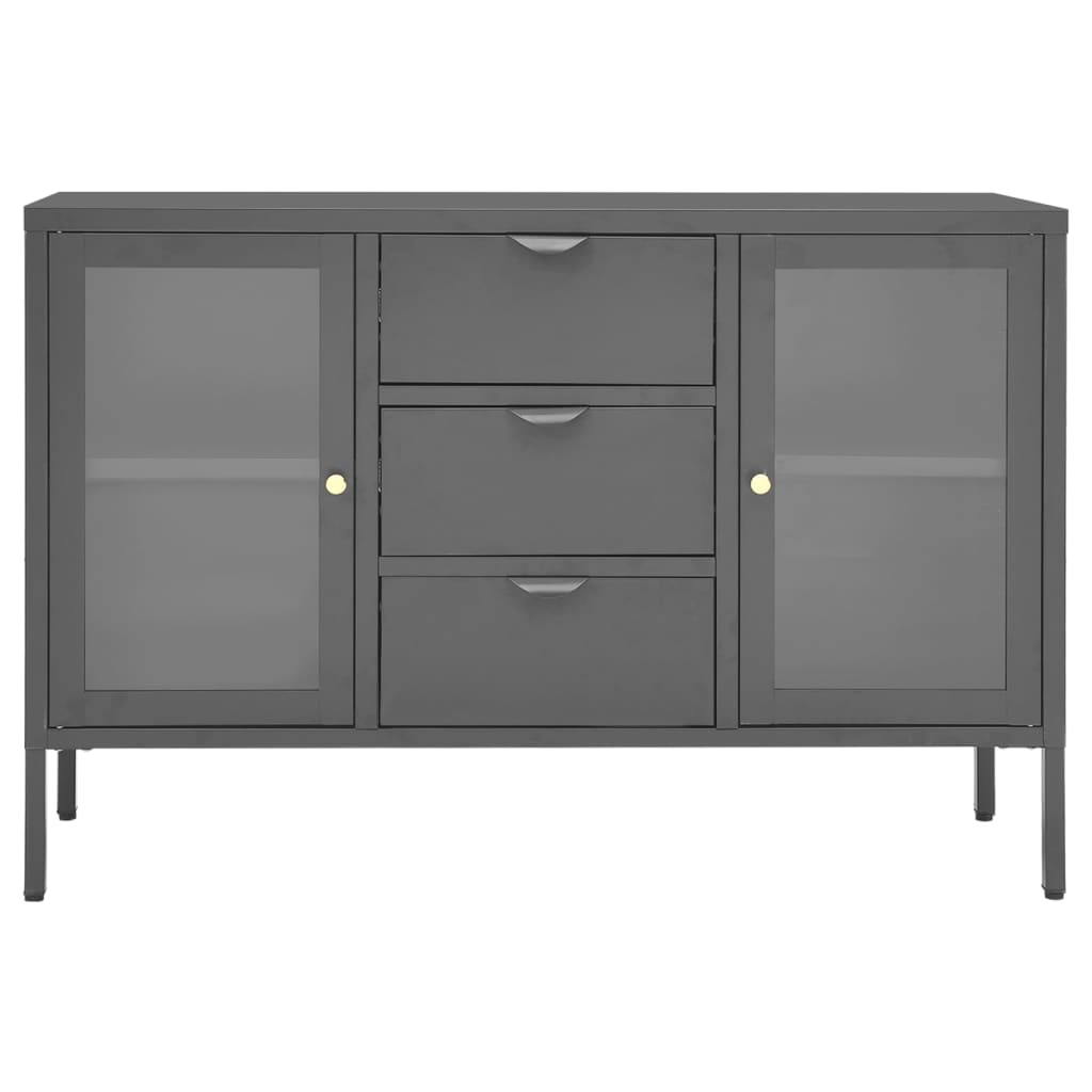 Sideboard Anthracite 105x35x70 cm Steel and Tempered Glass