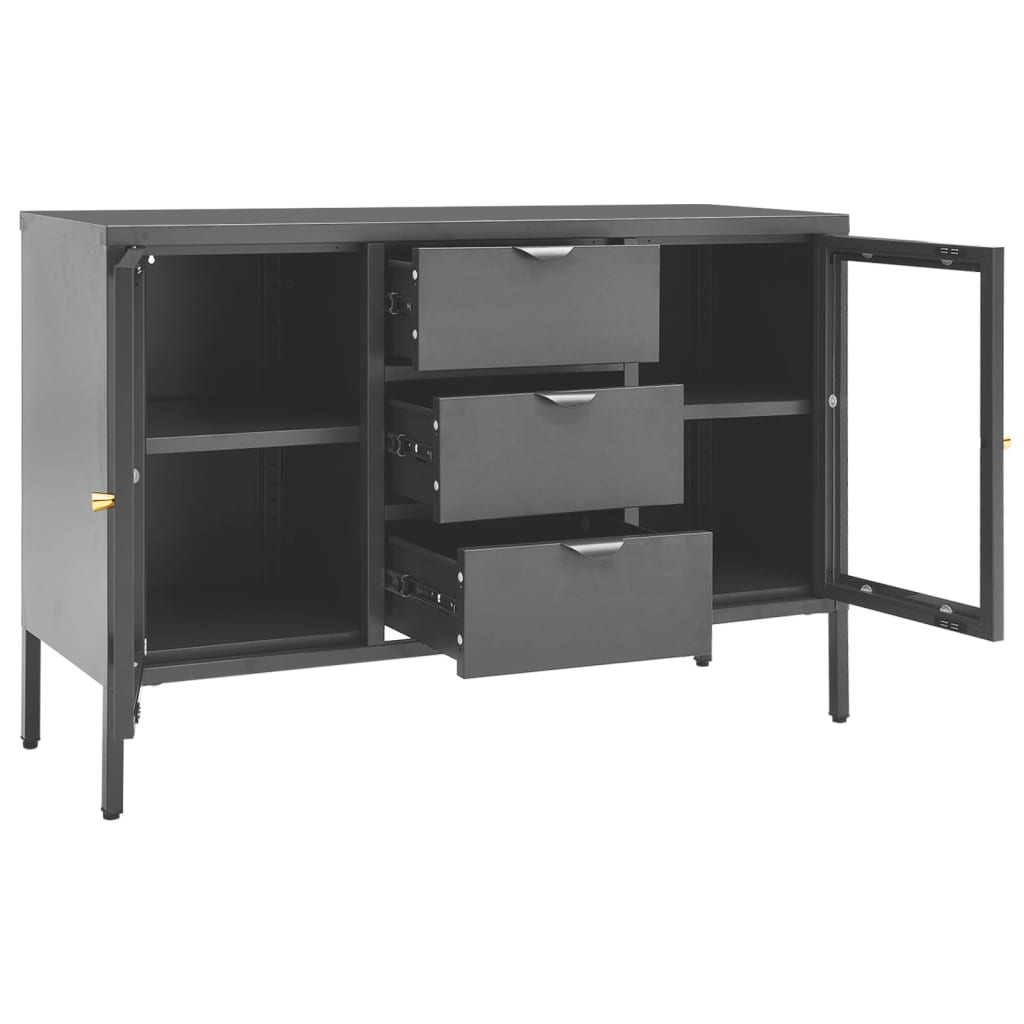 Sideboard Anthracite 105x35x70 cm Steel and Tempered Glass