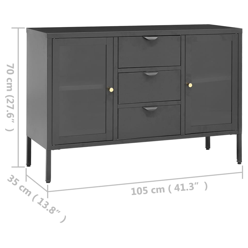 Sideboard Anthracite 105x35x70 cm Steel and Tempered Glass