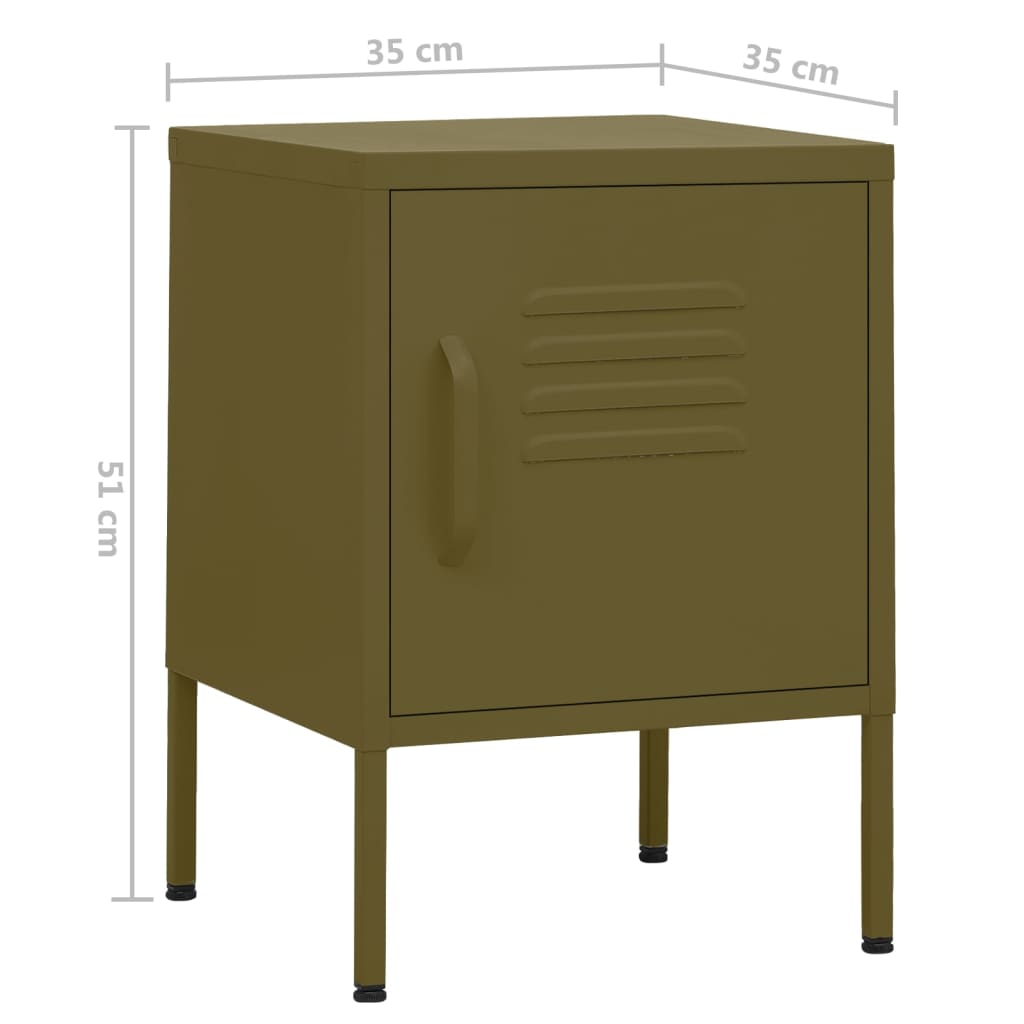 Nightstand Olive Green 35x35x51 cm Steel