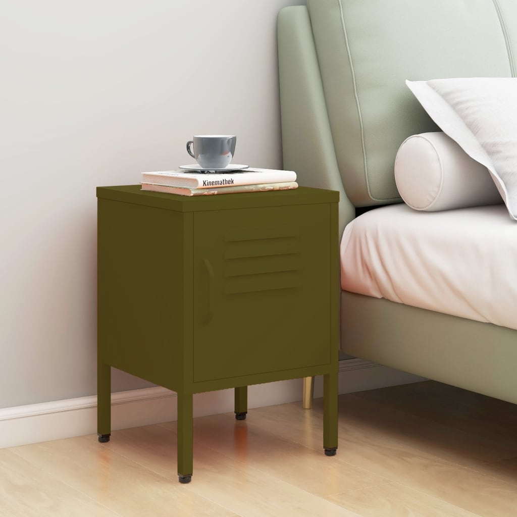 Nightstand Olive Green 35x35x51 cm Steel