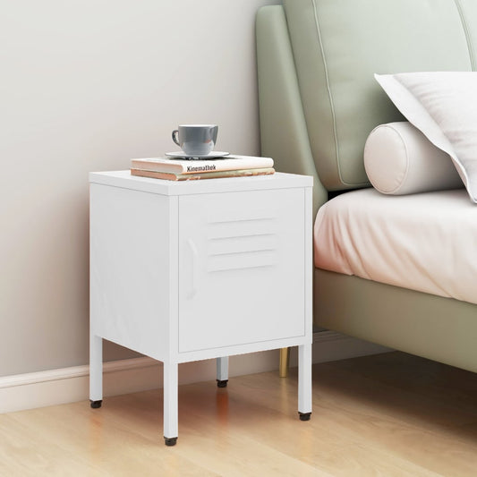 Nightstand White 35x35x51 cm Steel