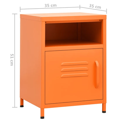 Nightstand Orange 35x35x51 cm Steel