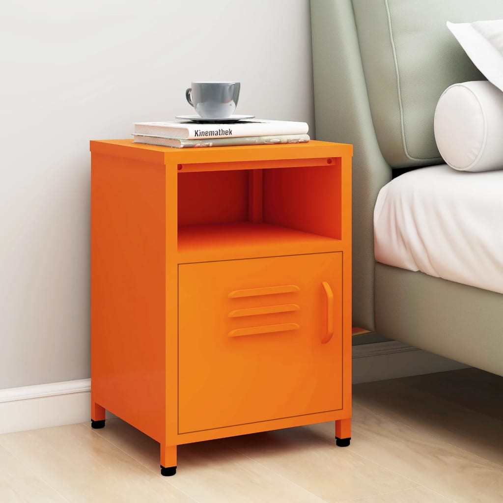 Nightstand Orange 35x35x51 cm Steel