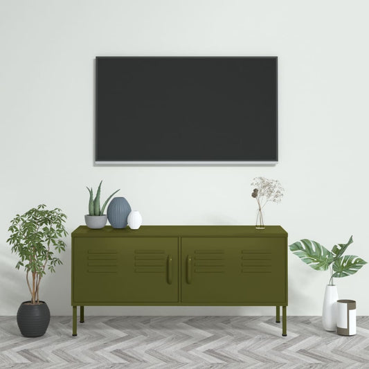 TV Cabinet Olive Green 105x35x50 cm Steel