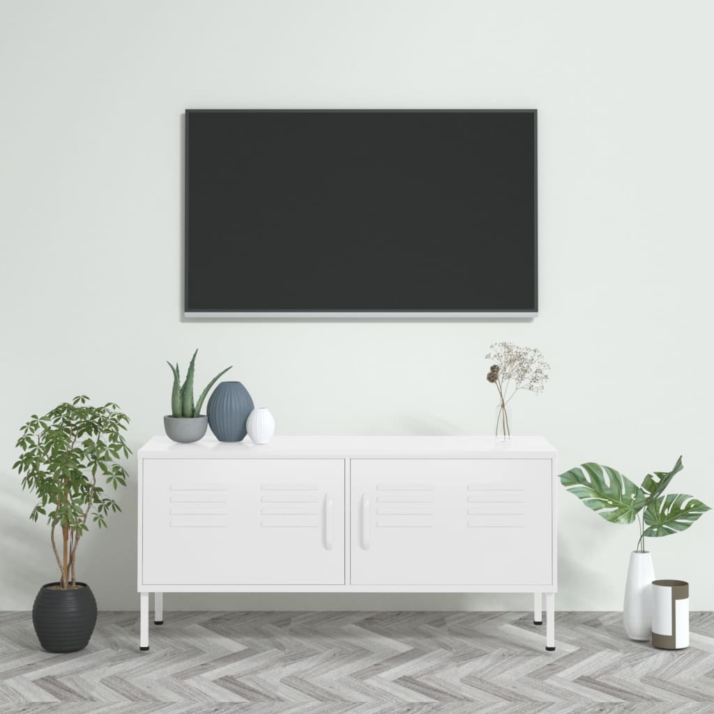 TV Cabinet White 105x35x50 cm Steel