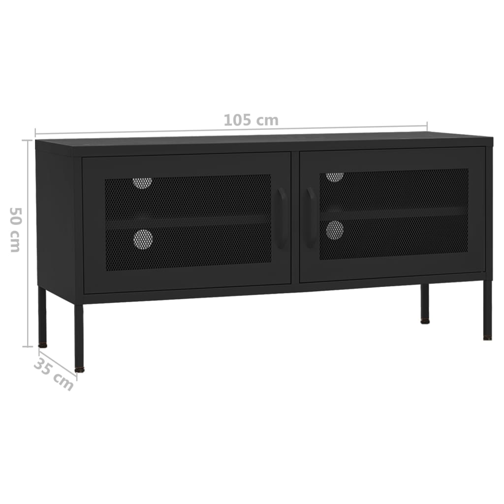 TV Cabinet Black 105x35x50 cm Steel