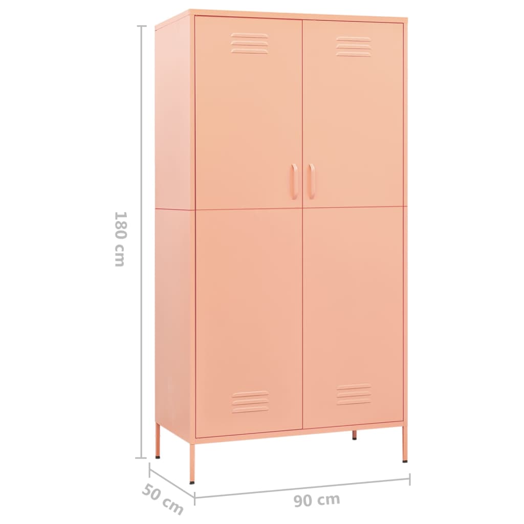 Wardrobe Pink 90x50x180 cm Steel