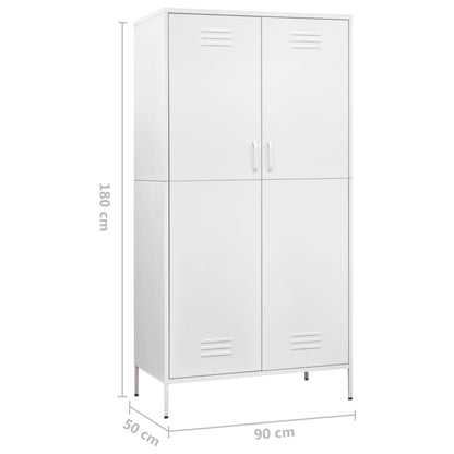 Wardrobe White 90x50x180 cm Steel