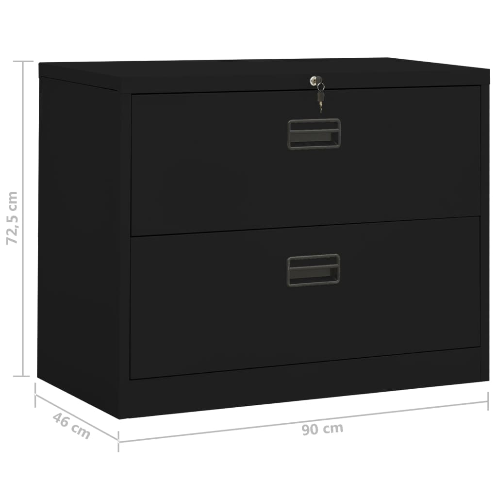 Filing Cabinet Black 90x46x72.5 cm Steel