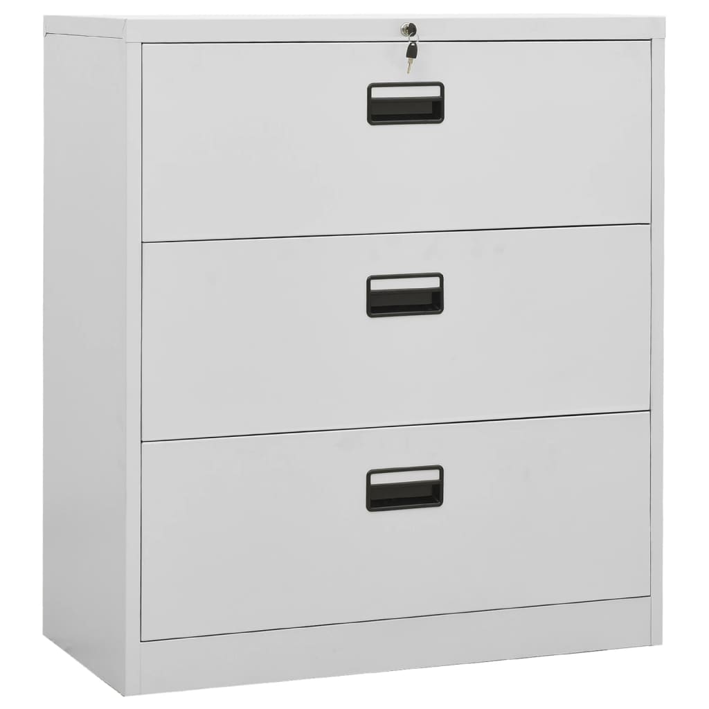 Filing Cabinet Light Grey 90x46x103 cm Steel