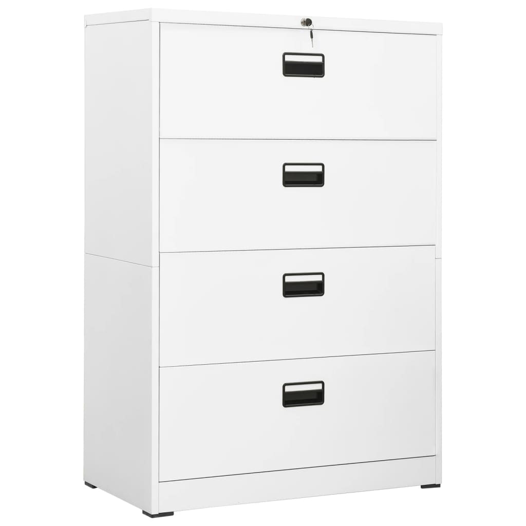 Filing Cabinet White 90x46x134 cm Steel