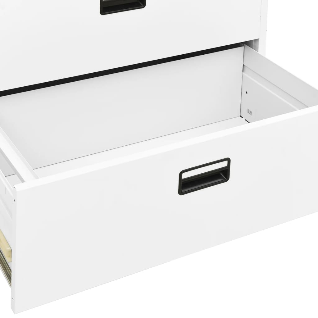 Filing Cabinet White 90x46x134 cm Steel