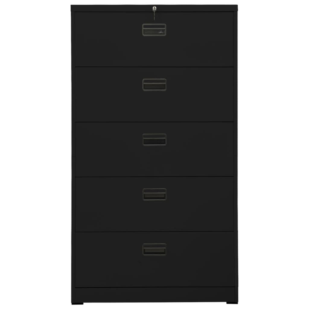 Filing Cabinet Black 90x46x164 cm Steel
