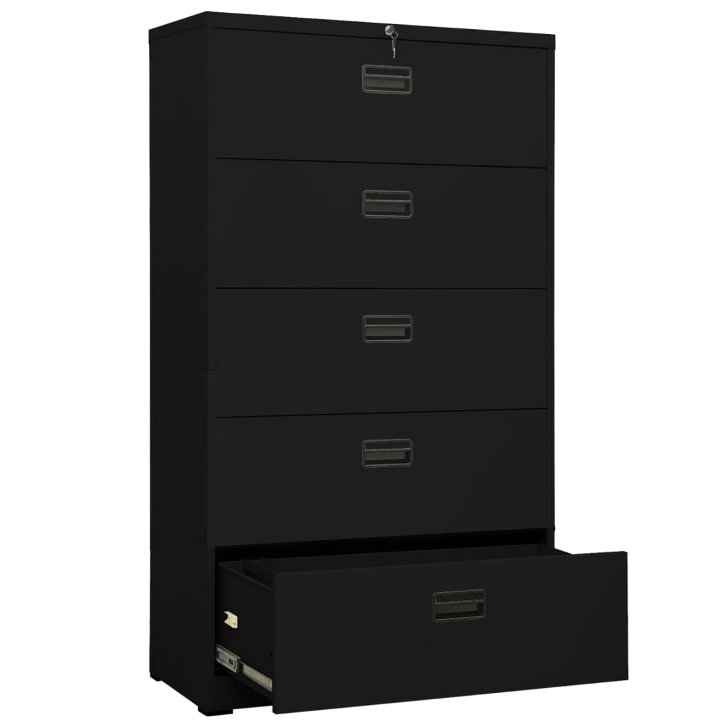 Filing Cabinet Black 90x46x164 cm Steel