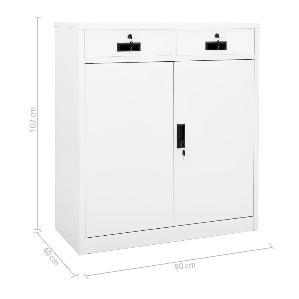 Office Cabinet White 90x40x102 cm Steel