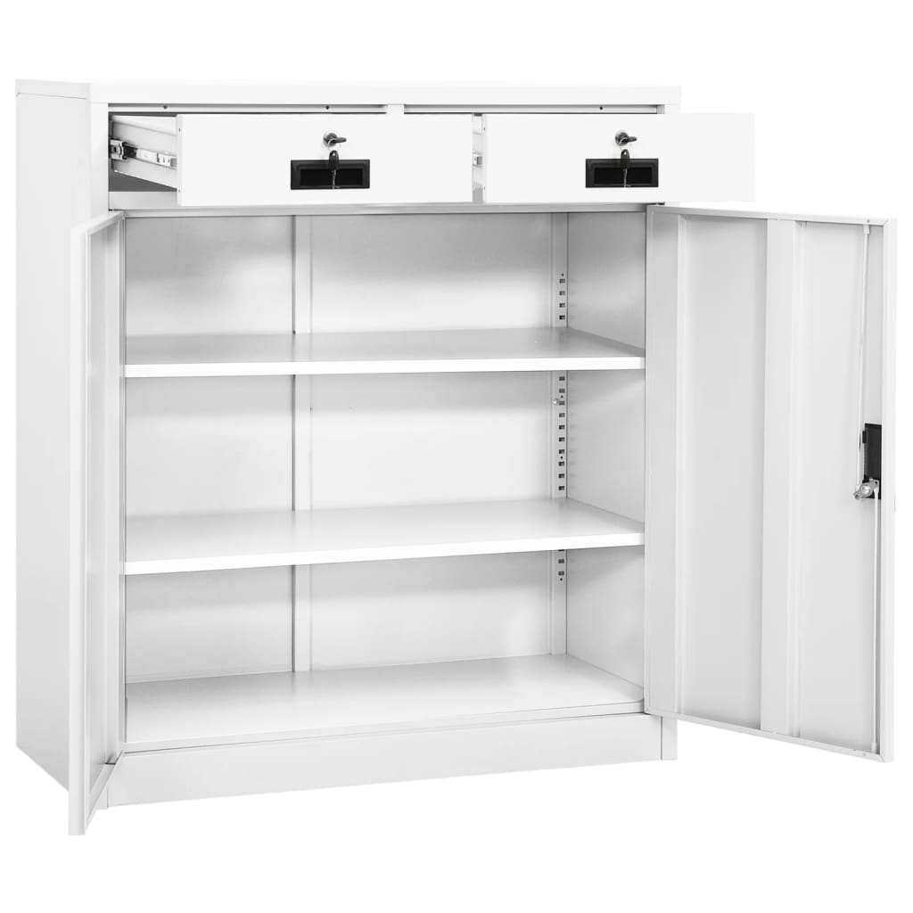 Office Cabinet White 90x40x102 cm Steel