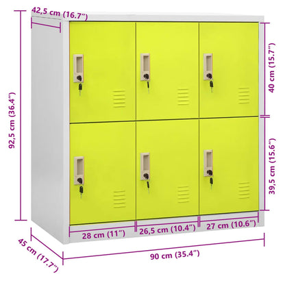 Locker Cabinet Light Grey and Green 90x45x92.5 cm Steel