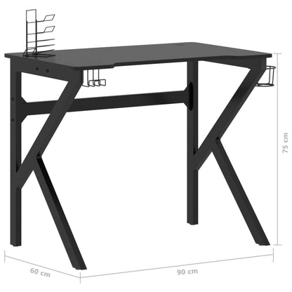 Gaming Desk with K Shape Legs Black 90x60x75 cm