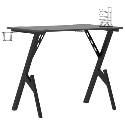 Gaming Desk with Y Shape Legs Black 90x60x75 cm