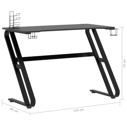 Gaming Desk with ZZ Shape Legs Black 110x60x75 cm