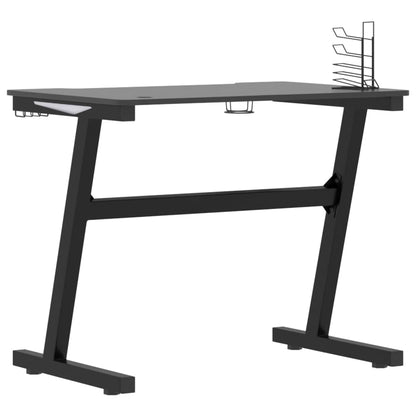 Gaming Desk LED with Z Shape Legs Black 90x60x75 cm