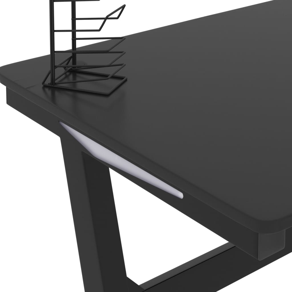 Gaming Desk LED with Z Shape Legs Black 90x60x75 cm