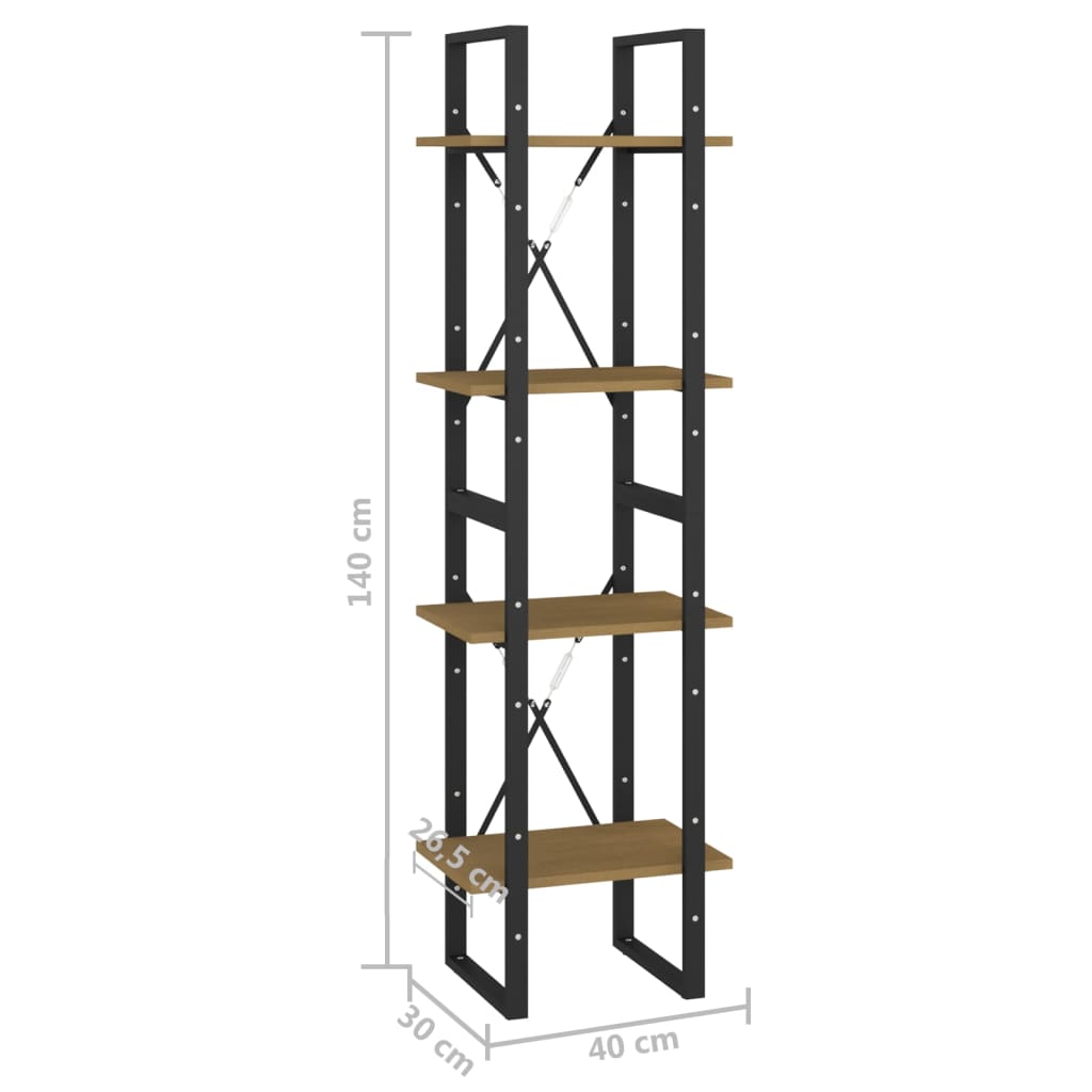 4-Tier Book Cabinet 40x30x140 cm Solid Pine Wood