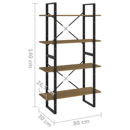 4-Tier Book Cabinet 80x30x140 cm Solid Pine Wood