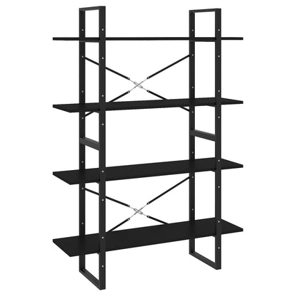 4-Tier Book Cabinet Black 100x30x140 cm Engineered Wood