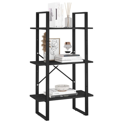 Storage Shelf Black 60x30x105 cm Solid Pine Wood