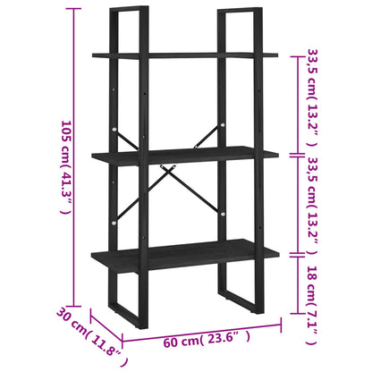 Storage Shelf Black 60x30x105 cm Solid Pine Wood