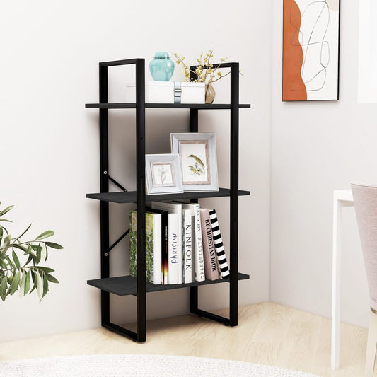 Storage Shelf Black 60x30x105 cm Solid Pine Wood