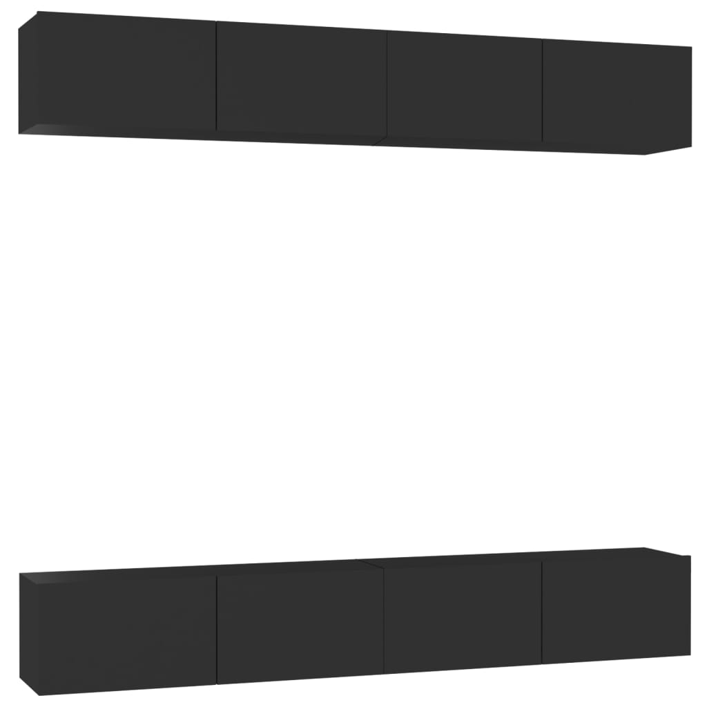 TV Cabinets 4 pcs Black 100x30x30 cm Engineered Wood