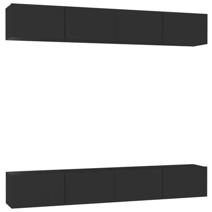 TV Cabinets 4 pcs Black 100x30x30 cm Engineered Wood