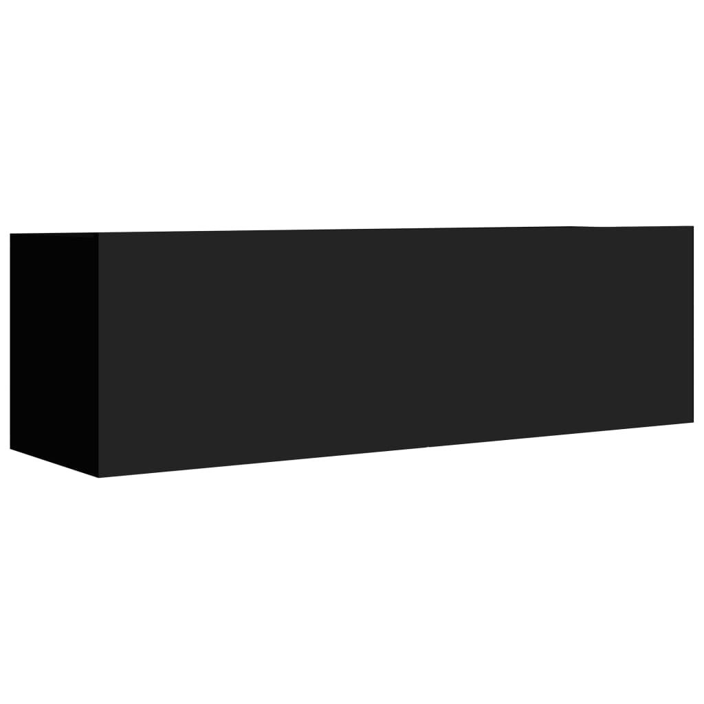 3 Piece TV Cabinet Set Black Engineered Wood