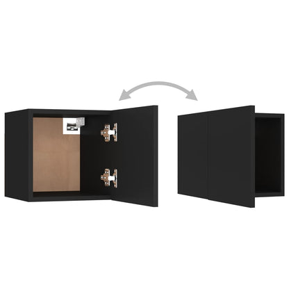 3 Piece TV Cabinet Set Black Engineered Wood