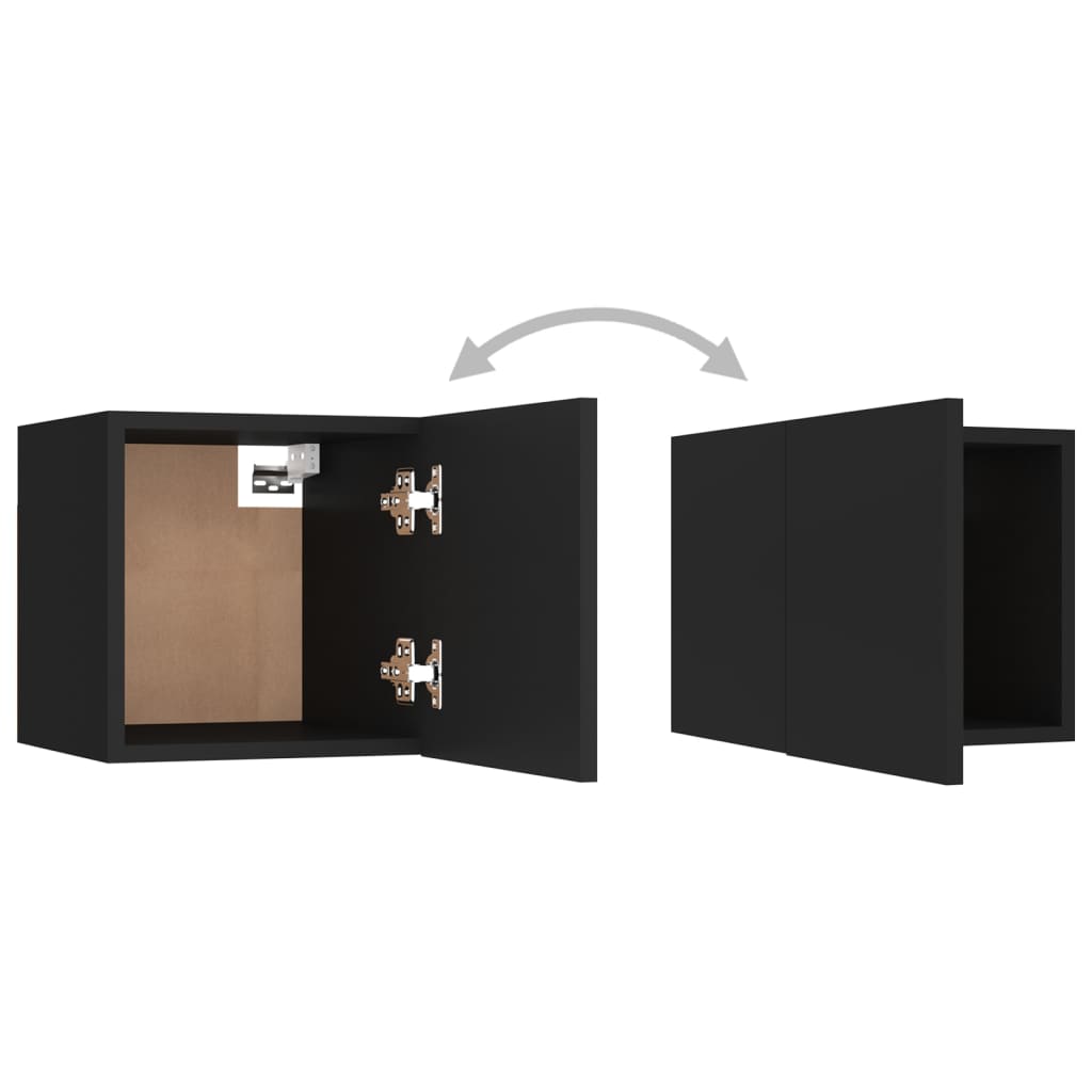 6 Piece TV Cabinet Set Black Engineered Wood